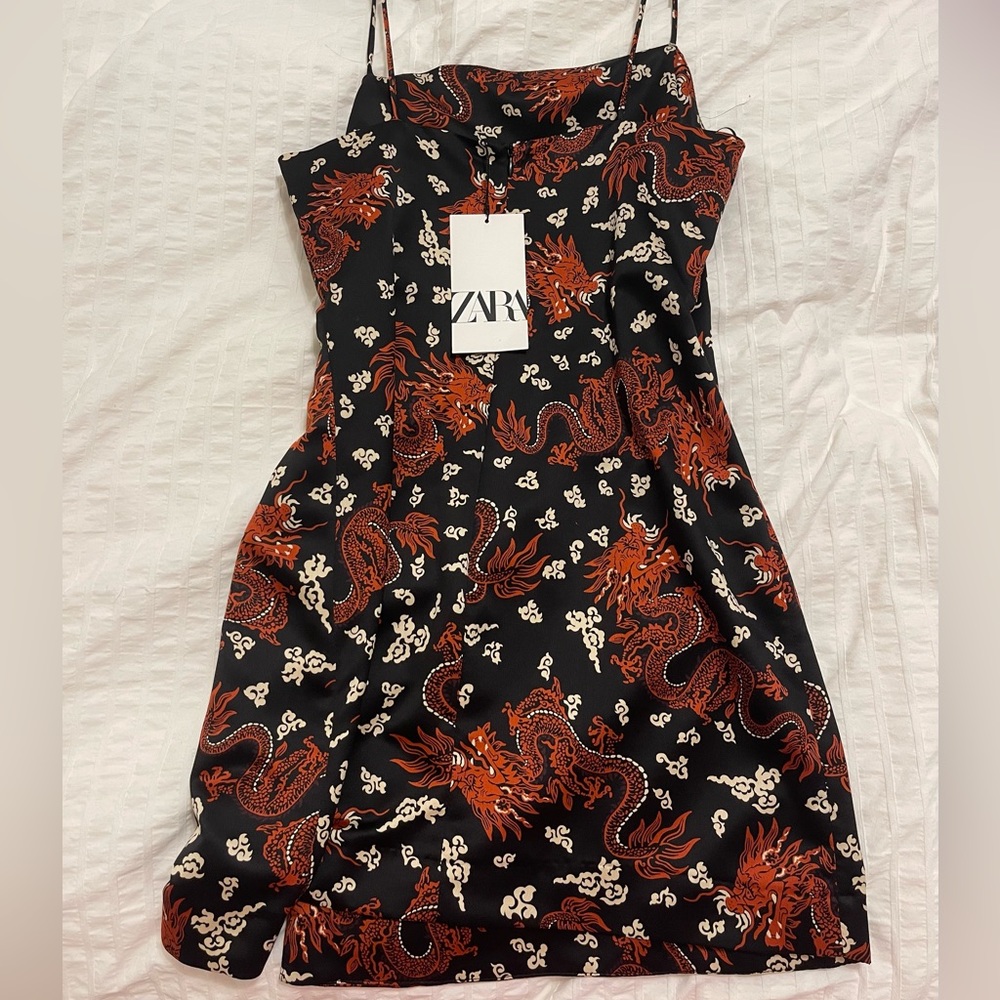 Zara Mini Dragon Satin Slip Dress